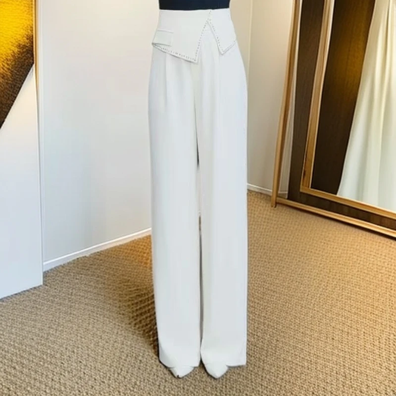 欢舞阁B0271摩登舞裤广场舞气质百搭烫钻直筒阔腿垂感跳舞女裤