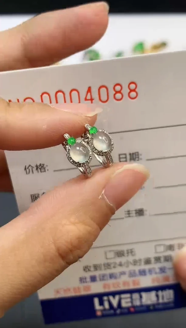 【闪购商品】翡翠耳饰18K金镶嵌4088