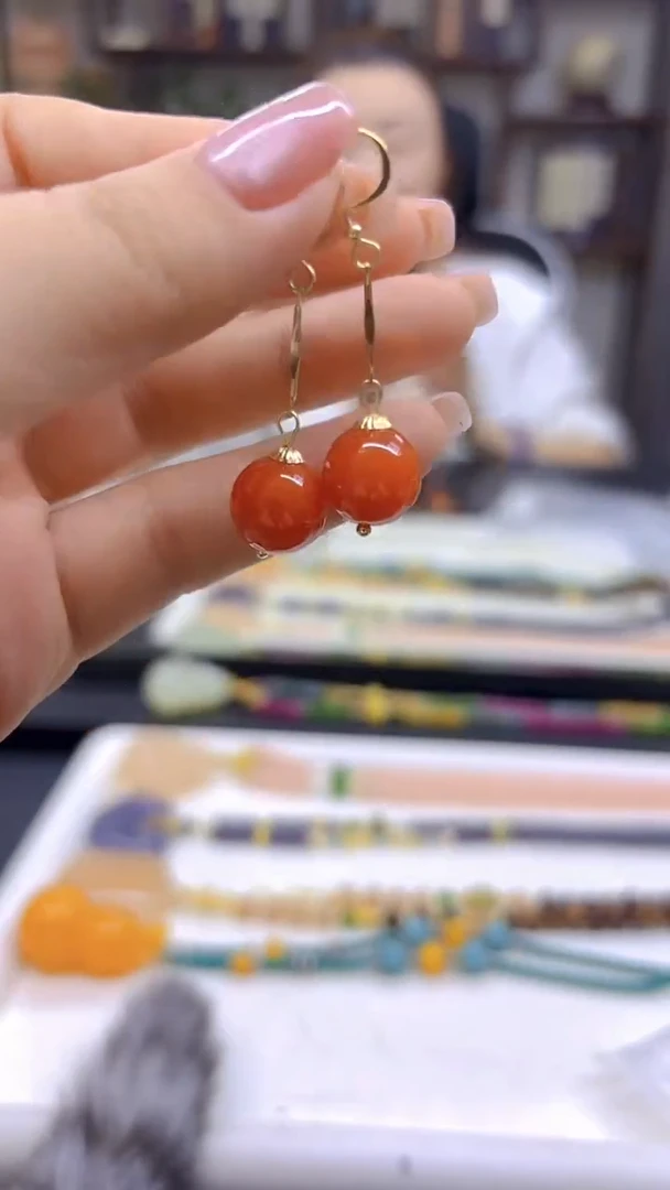 翡翠14K金镶嵌耳饰DIY款E565