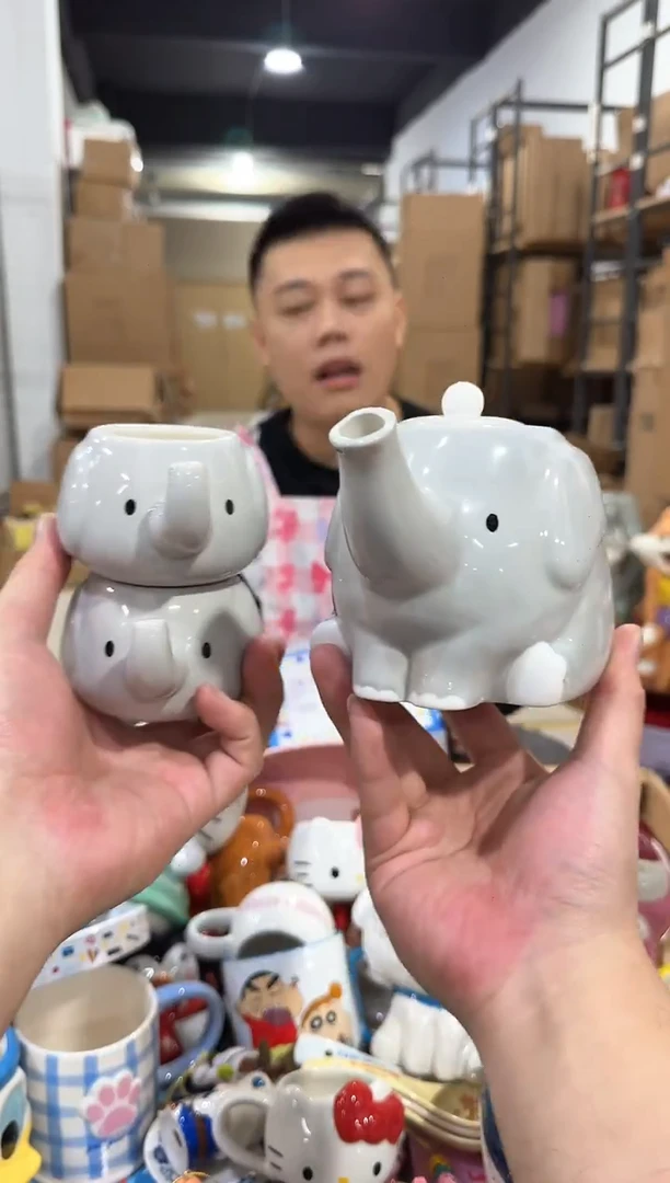 瓷片原盒大象茶壶套组