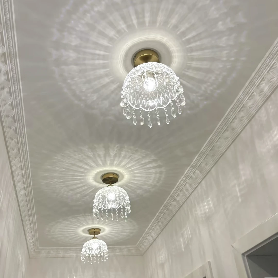 （福利）法式水晶灯过道走廊玄关入户阳台餐厅衣帽间吸顶灯轻奢吊灯