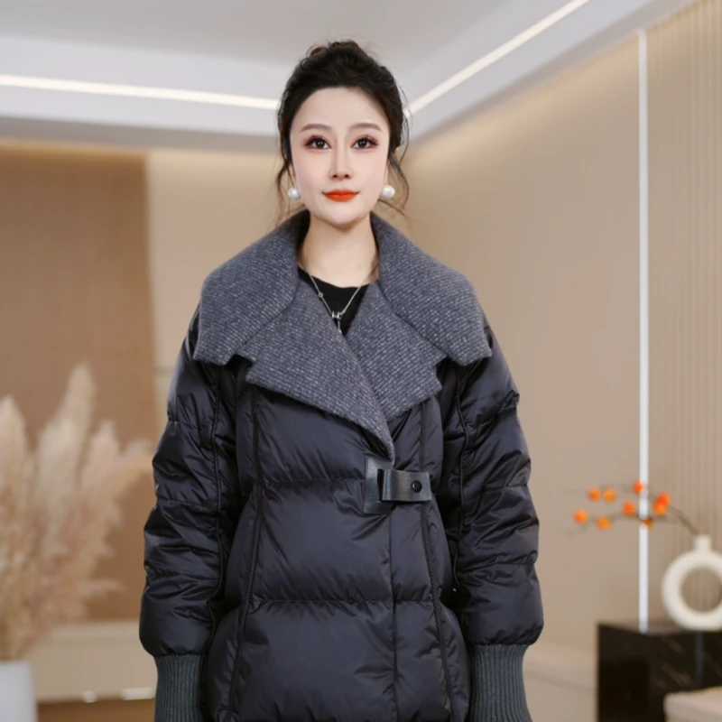 冬季高贵洋气优雅百搭大方减龄显瘦保暖白鸭绒羽绒服M-2XL