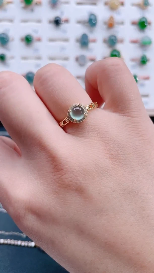 银S925镶嵌戒指翡翠天然翡翠