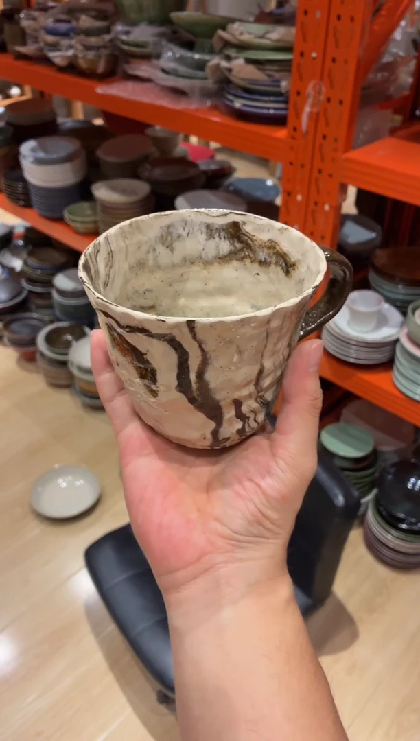 瓷片手工绞胎泥咖啡杯