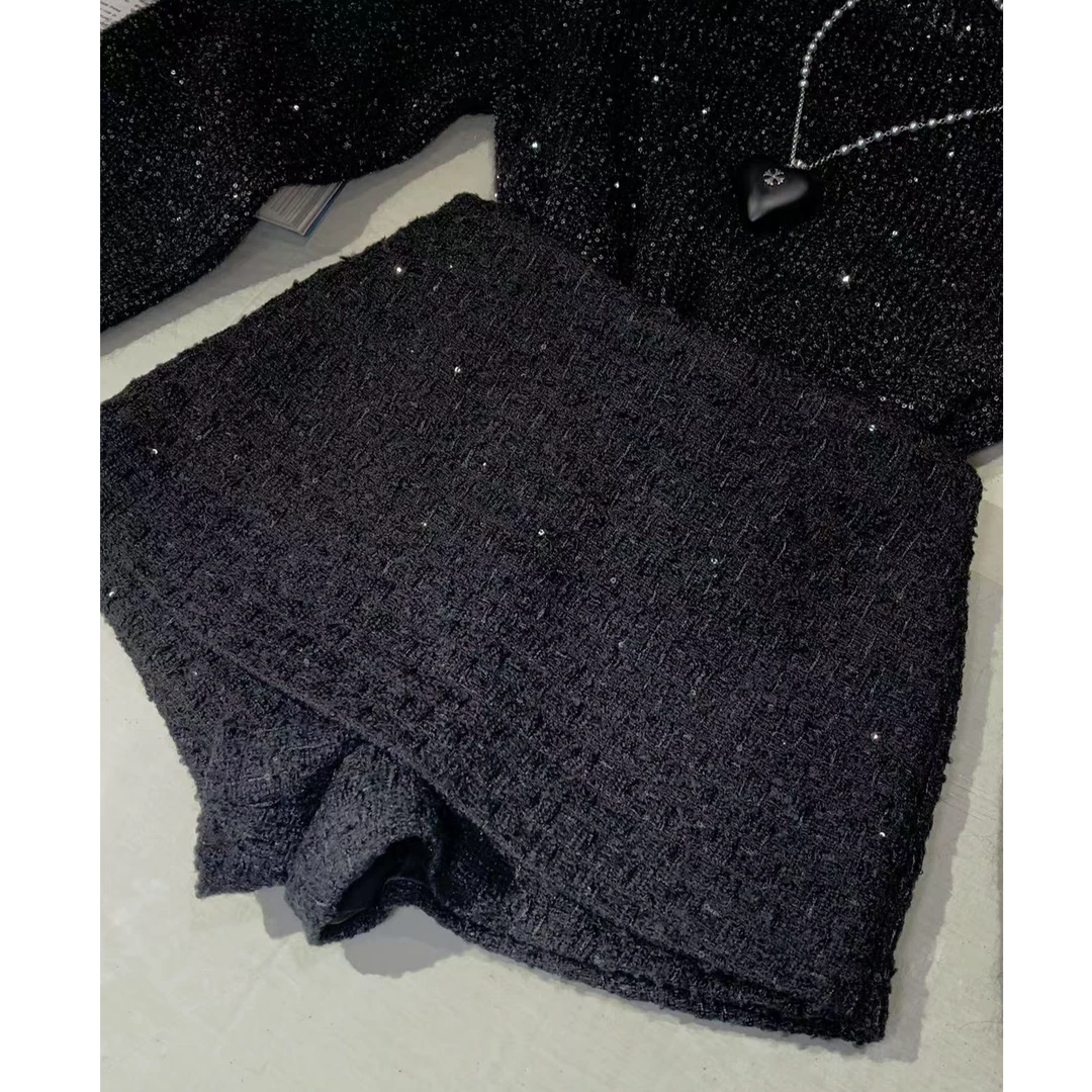 冷冽星空短裙裤小香风