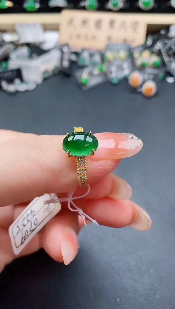 银S925镶嵌戒指翡翠1