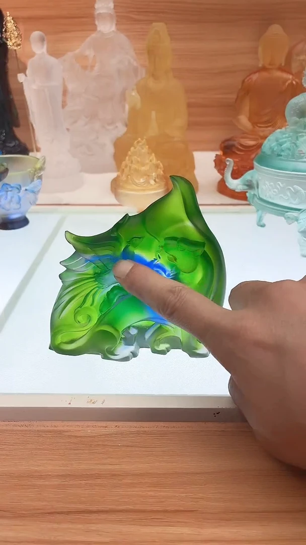 手工艺品琉璃绿色家居摆件11CM