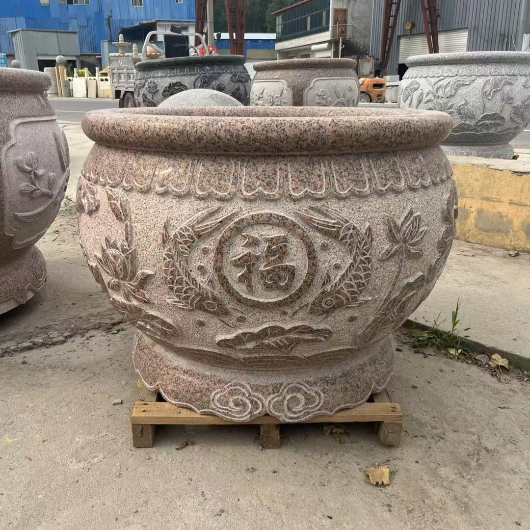 花岗岩石雕鱼缸门海户外庭院养鱼大水缸天然石材荷花缸