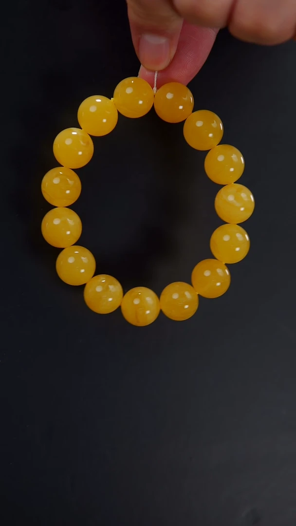【闪购商品】蜜蜡手串未镶嵌焦皮料鸡油黄圆珠手串24.66