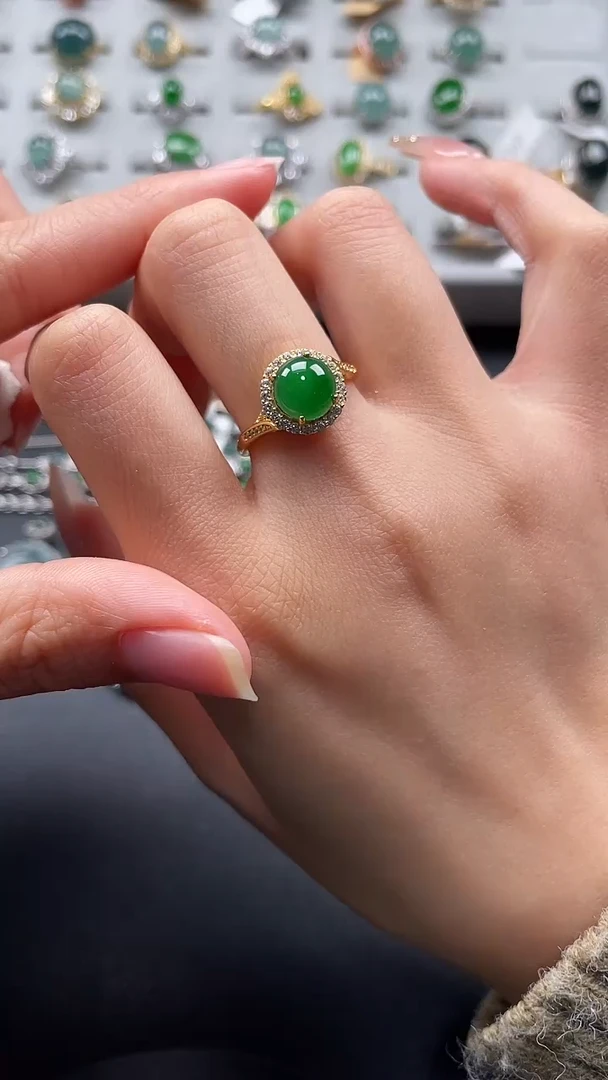 【闪购商品】翡翠戒指银S925镶嵌56534653