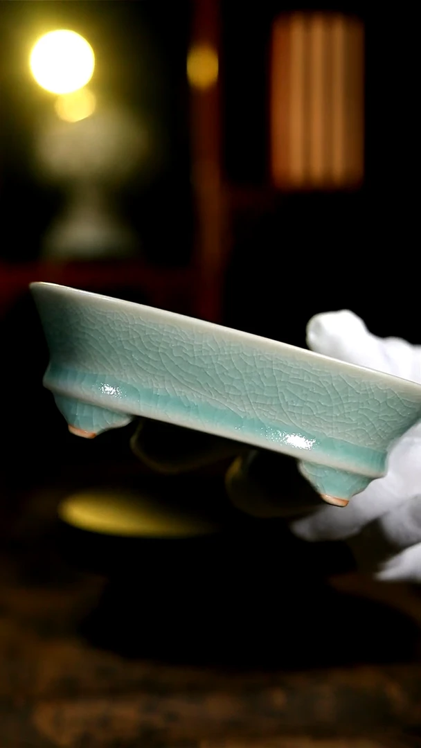 复烧收藏级青绿釉小水仙盆