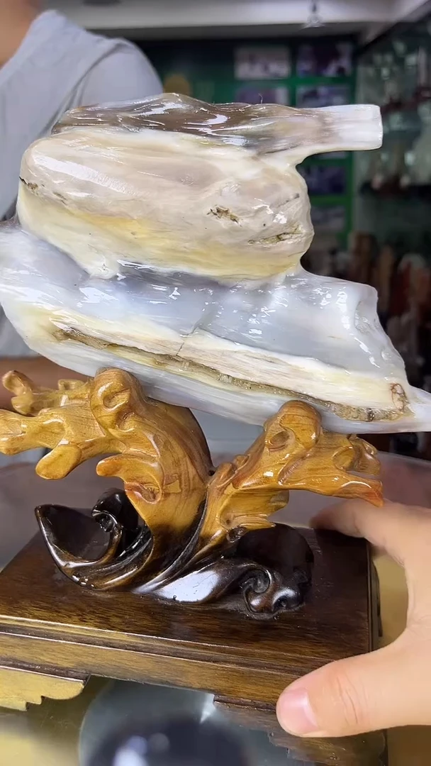 未镶嵌珠宝奇石硅化玉缅甸天然树化玉摆件