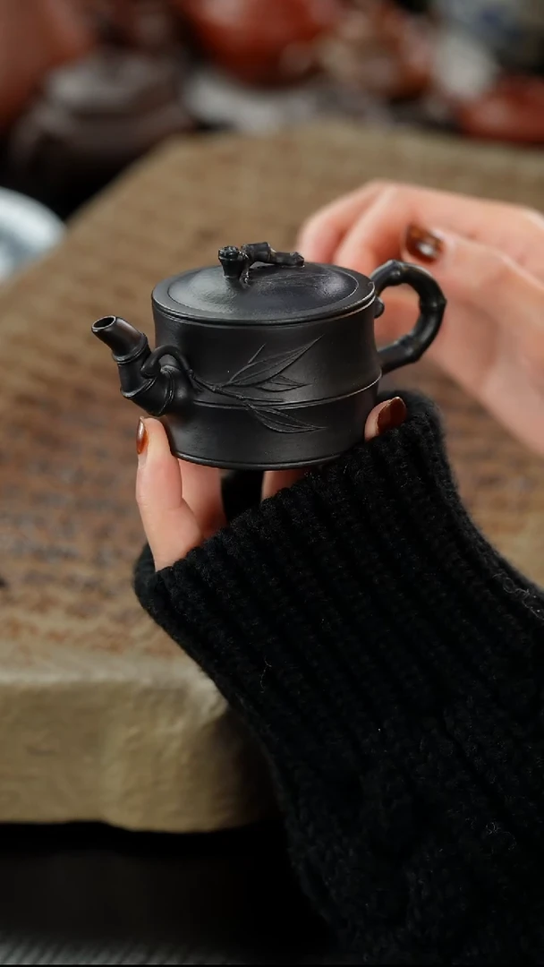 茶壶紫砂彩***六朱泥捂灰一品竹90cc