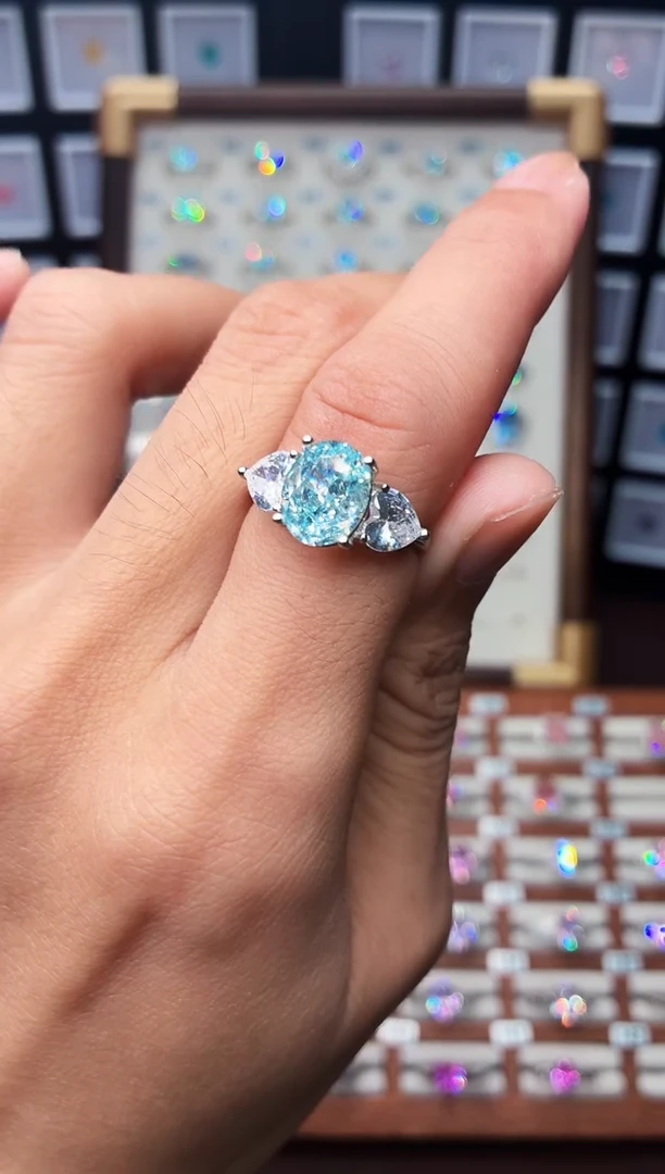 银S925镶嵌戒指海蓝宝石1111