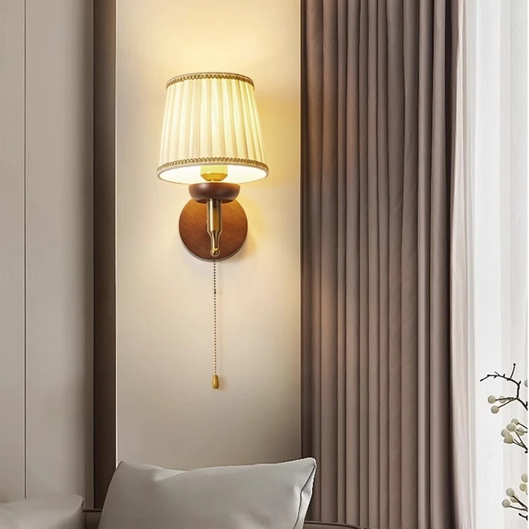 美式简约壁灯带拉线开关壁灯家用复古卧室床头灯阅读灯书房氛围灯