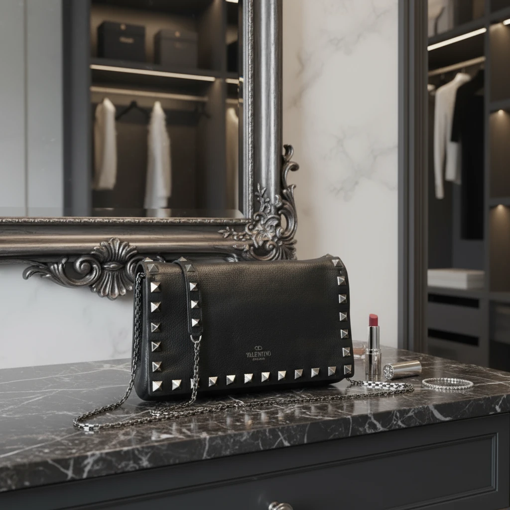 95新 Valentino/华伦天奴  铆钉链条包 1781 3664