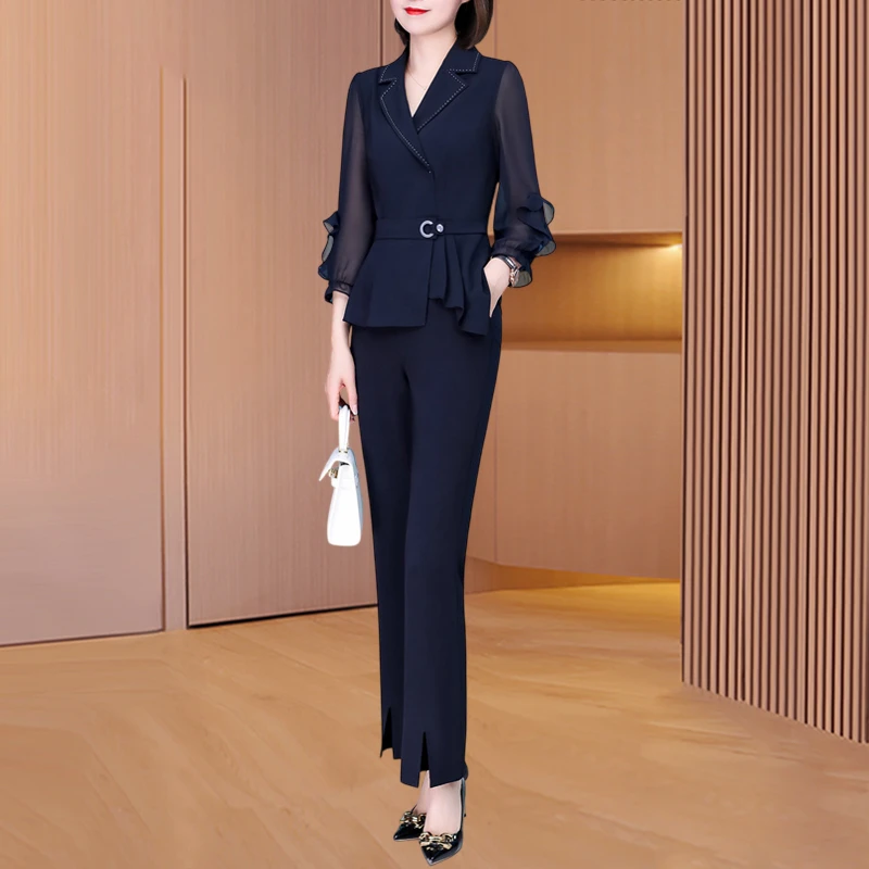 拉夏贝尔轻奢高级感套装女2025新款爆款初秋贵夫人品牌妈妈两件套