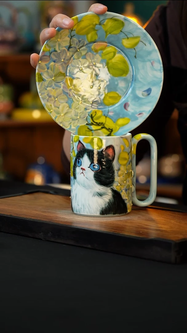 杯手绘心瓷陶瓷浮力