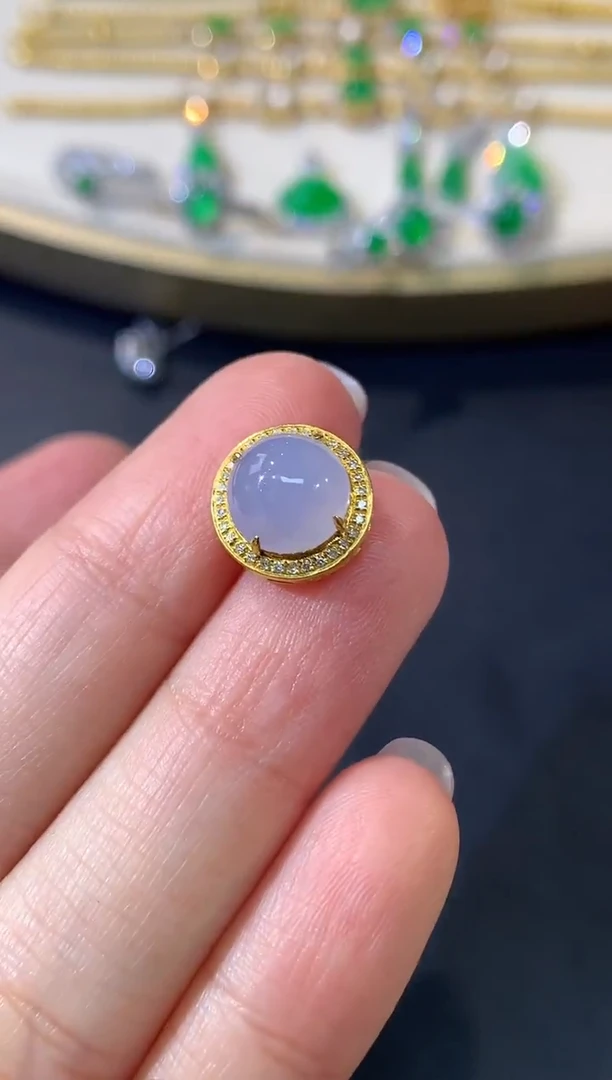 吊坠(不含链)18K金镶嵌翡翠Q134|3980