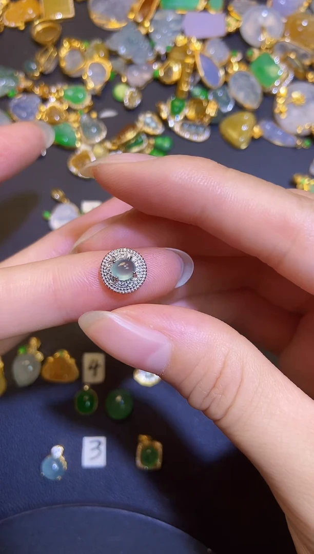 吊坠(不含链)银S925镶嵌翡翠1