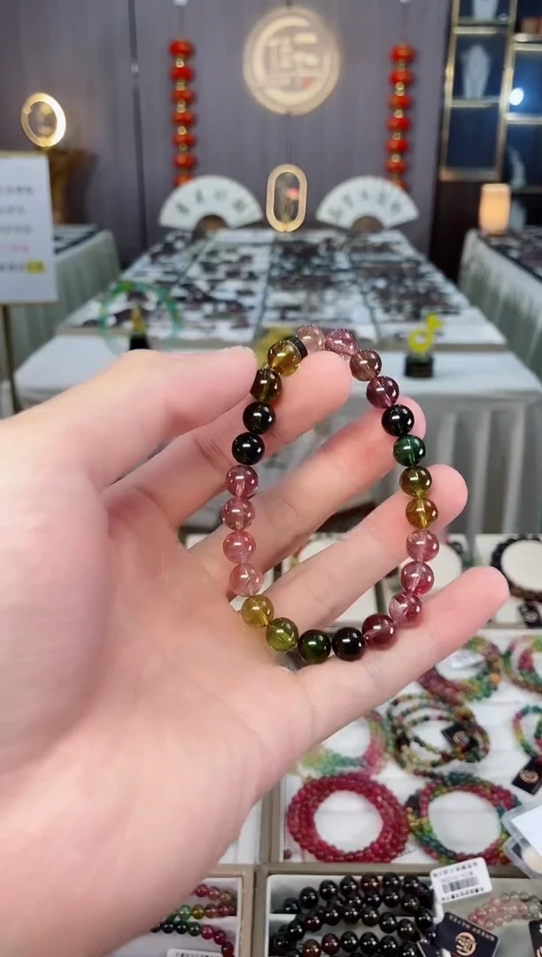 未镶嵌收藏级老矿碧玺单圈手串7mm+碧玺xion多样性发一条