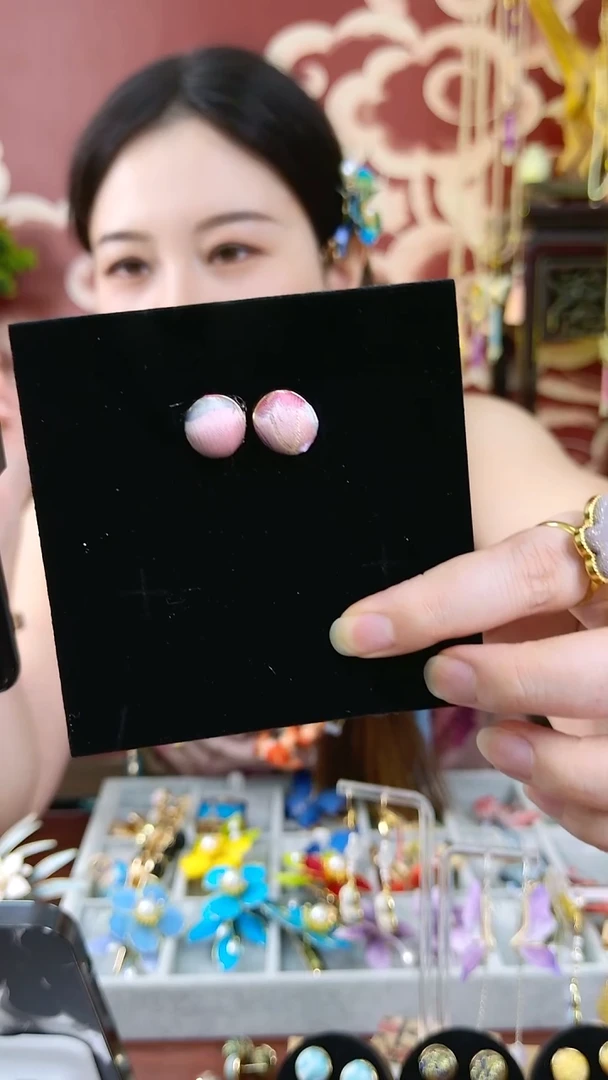 刺绣宋锦耳钉002
