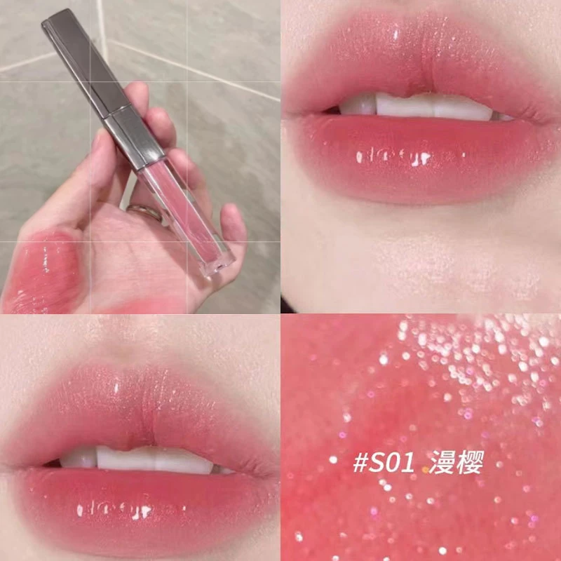 韩女团豆沙粉色细闪双头唇釉学生党纯欲风素颜显白日常百搭氛围感