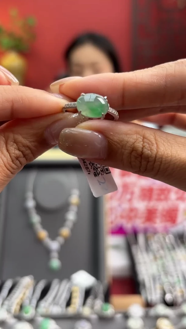 银S925镶嵌戒指翡翠004287r