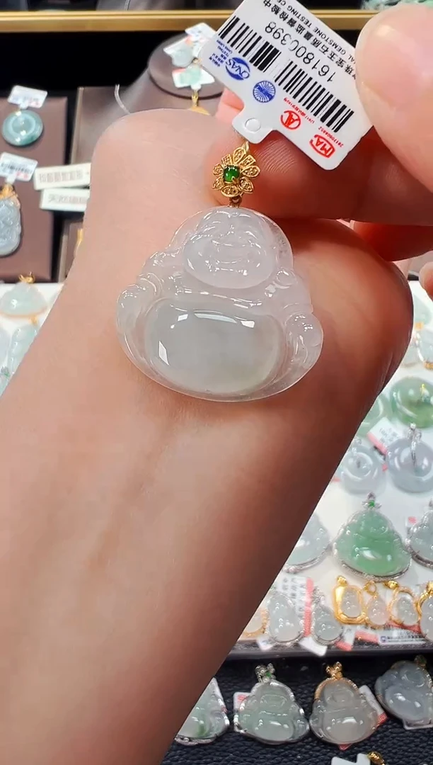 【闪购商品】翡翠吊坠(不含链)18K金镶嵌佛公吊坠398