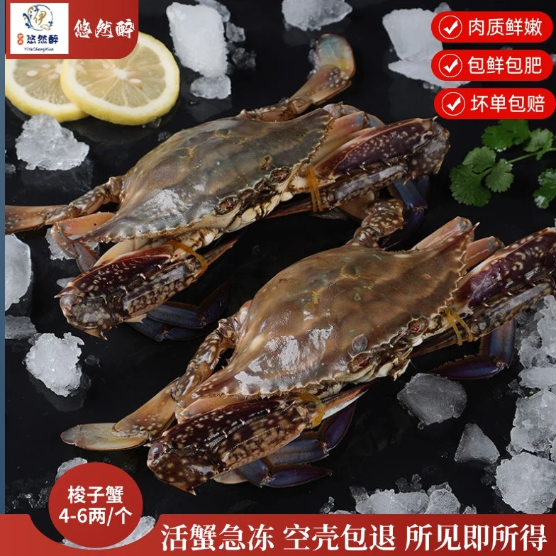 悠然醉【冻蟹】正宗舟山鲜活冷冻梭子蟹三斤4-6两/只顺丰冷冻锁鲜