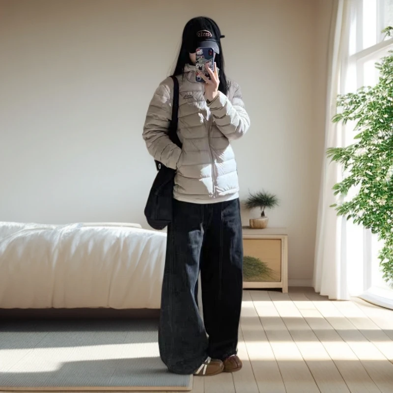 奥菲那排骨款轻薄羽绒棉服2025新款秋冬女式复古短款连帽棉衣外套