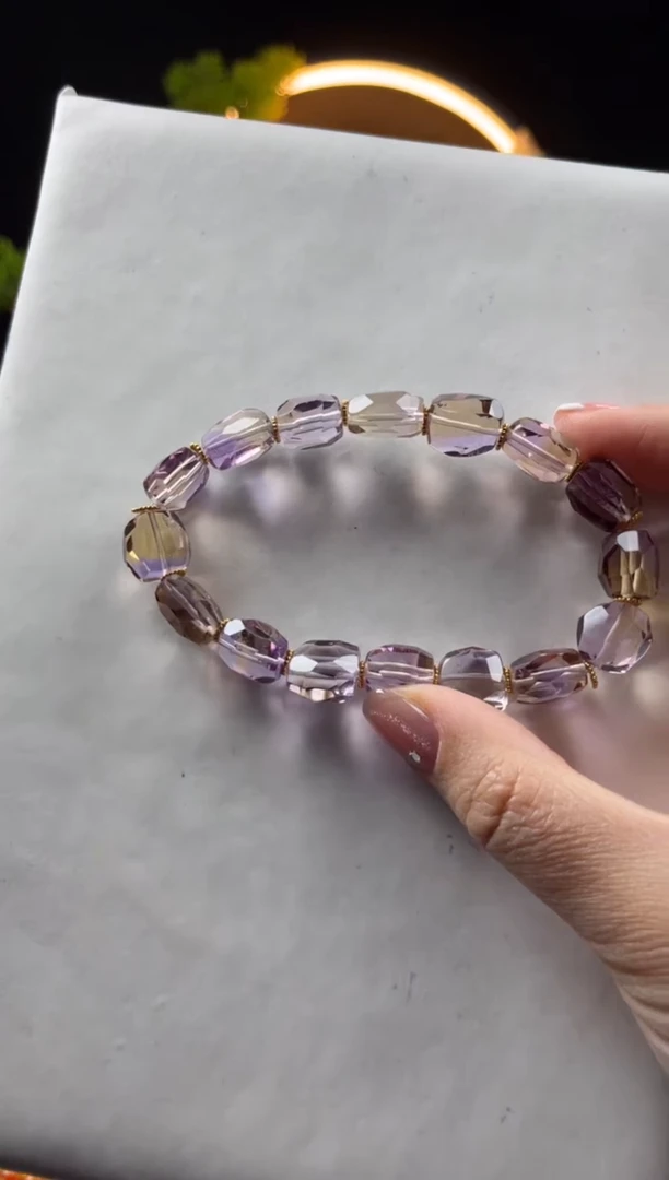 【闪购商品】水晶手链未镶嵌天然紫黄晶钻石切面手串