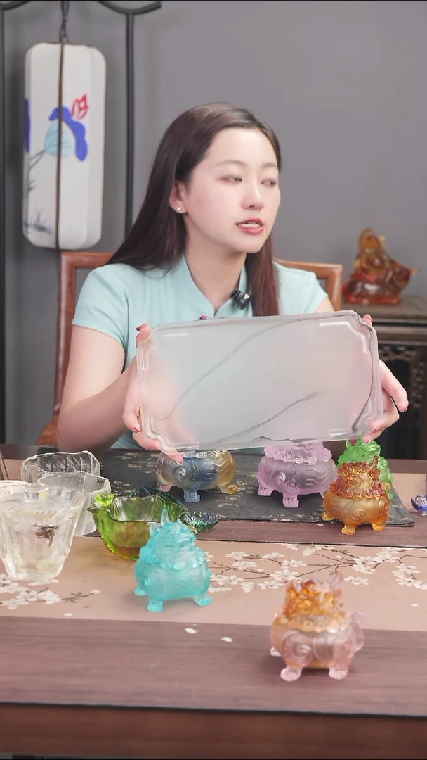 手工艺品琉璃水墨画茶盘