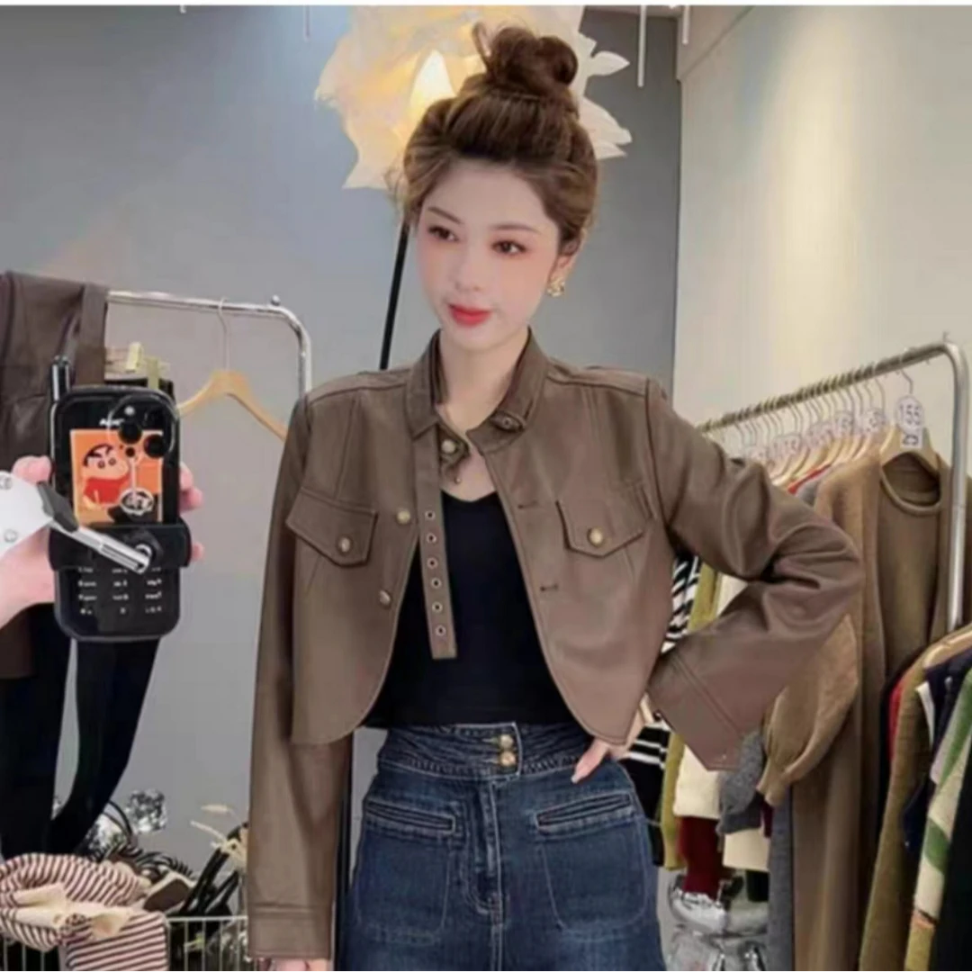 皮夹克女外套显瘦气质韩版洋气7893百搭时尚PU皮机车服