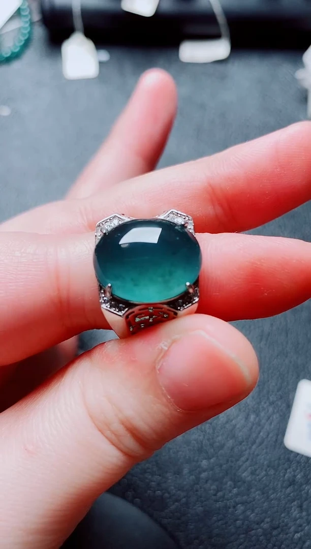 银S925镶嵌戒指翡翠111