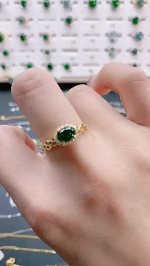 【闪购商品】翡翠戒指银S925镶嵌天然翡翠