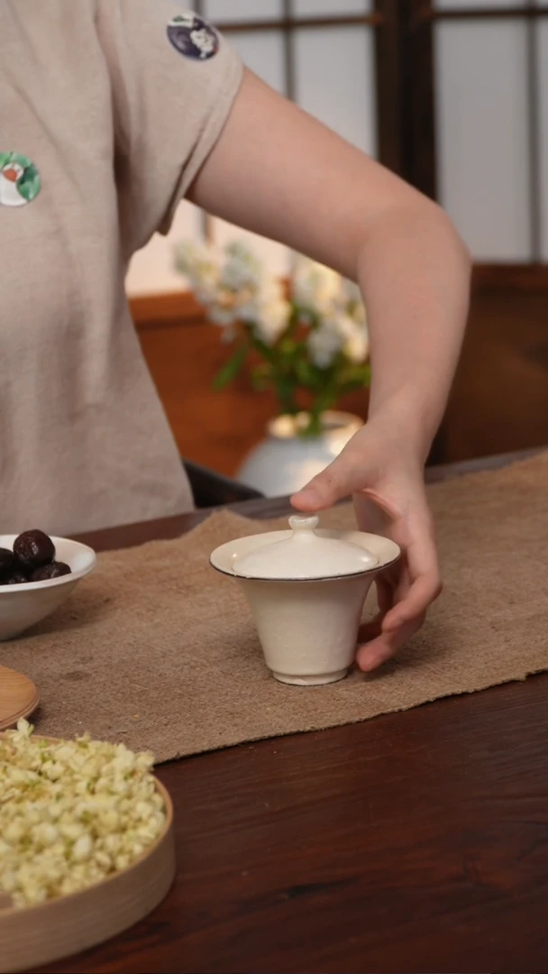 汝佳系列  粉引马蹄盖碗100ml