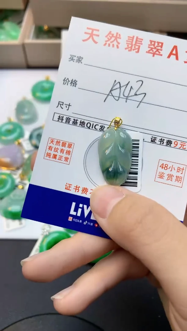 颈饰18K金镶嵌翡翠天然缅甸A货翡翠百元以上9元证书费自理