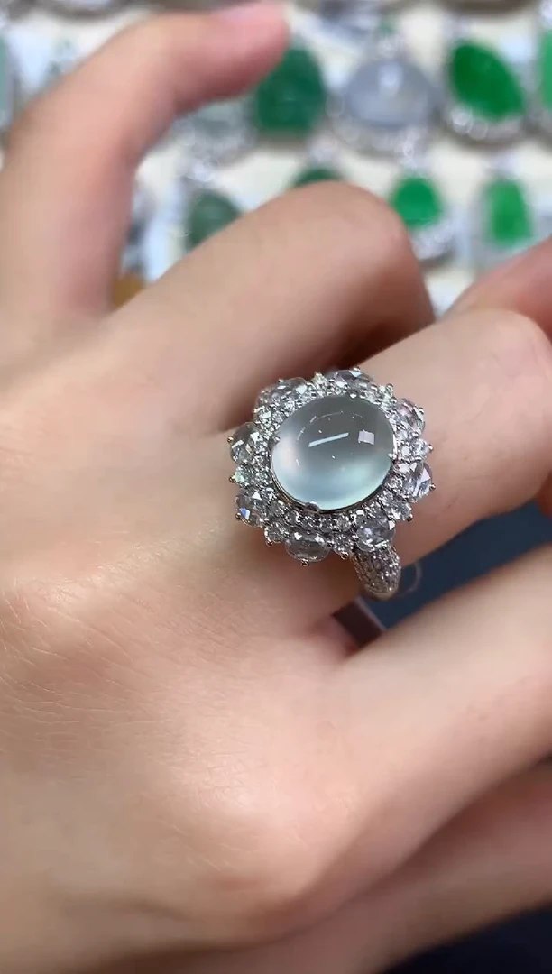 18K金镶嵌戒指翡翠戒指|23800