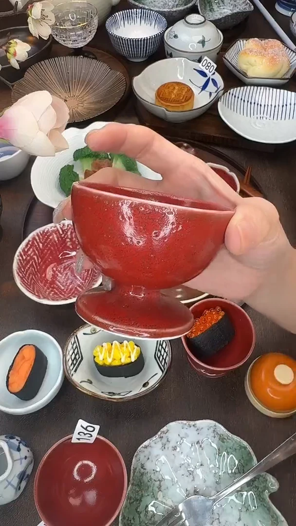 瓷铁锈红原矿高脚杯