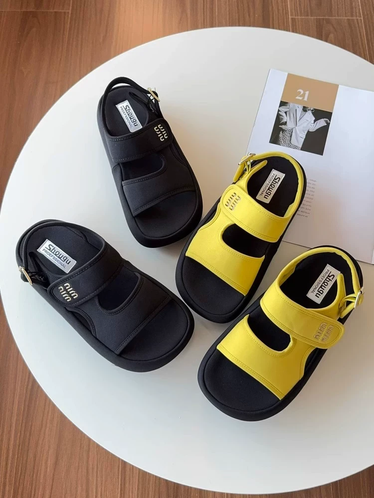 时尚魔术贴厚底露趾新款夏季百搭不累脚凉鞋F08