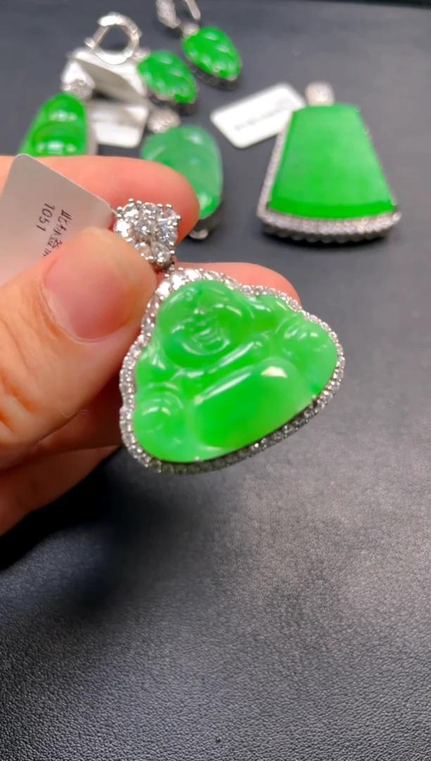 吊坠(不含链)银S925镶嵌翡翠吊坠