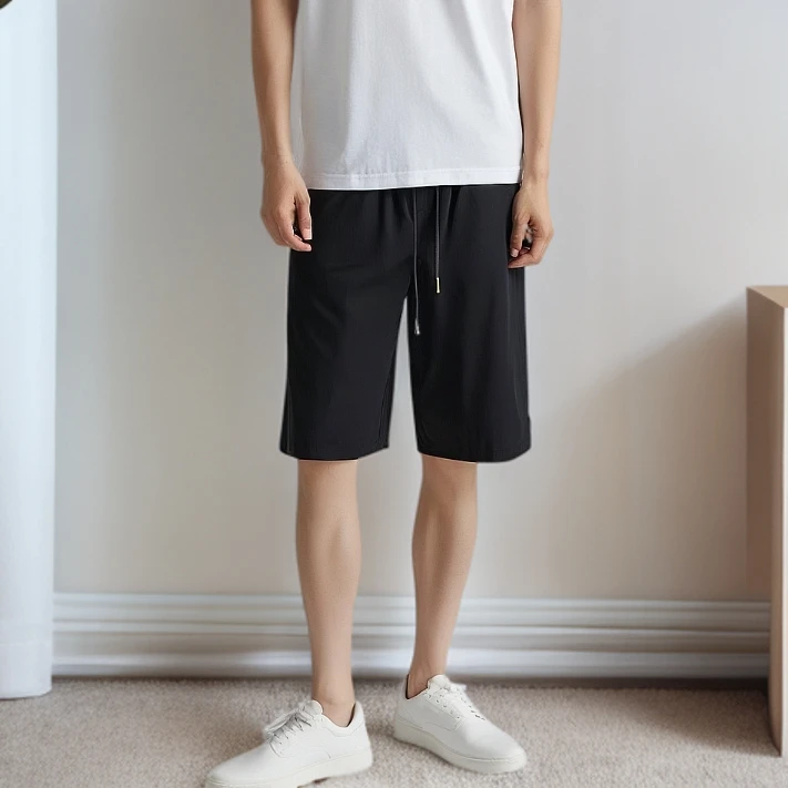 男士K1029黑Z字梭织速干6分短裤