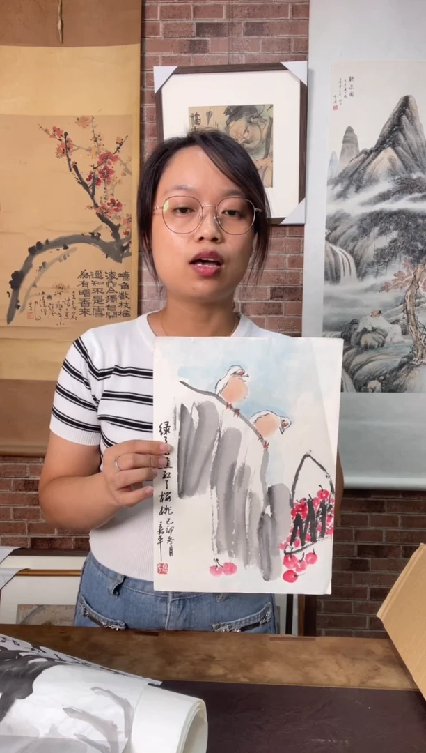国画WX陈 嘉平 花鸟双