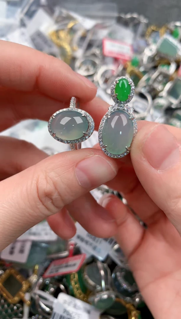 银S925镶嵌戒指翡翠222---6