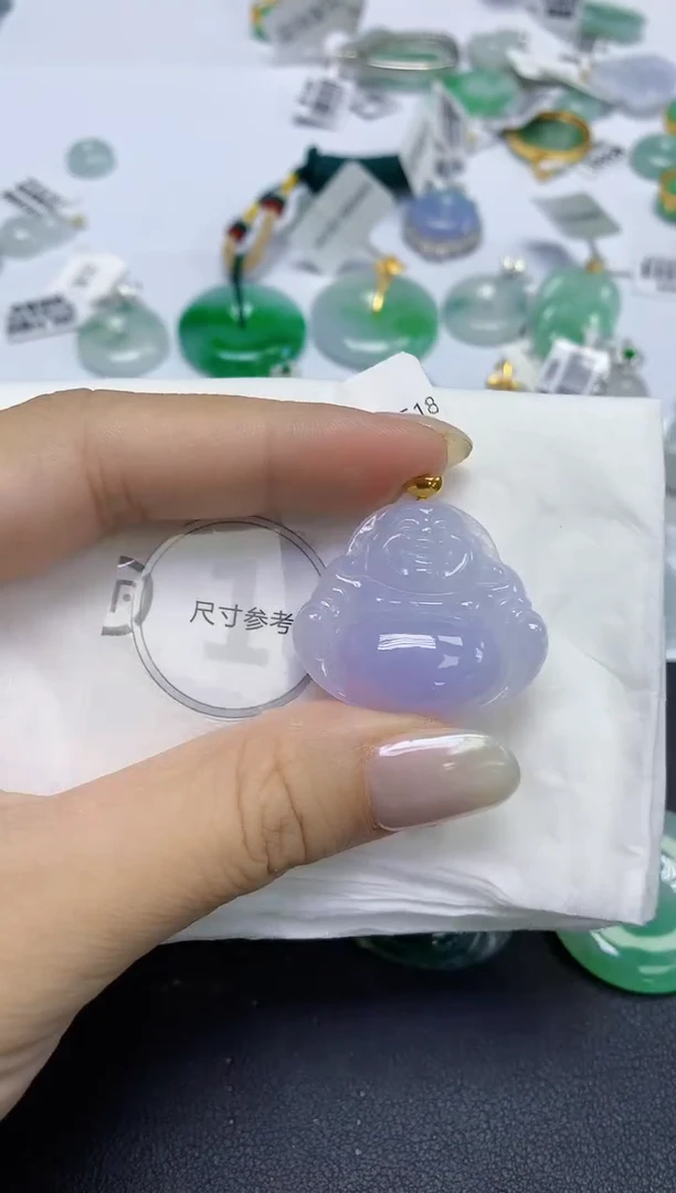 颈饰18K金镶嵌翡翠天然缅甸翡翠A货百元以上9元证书费自理