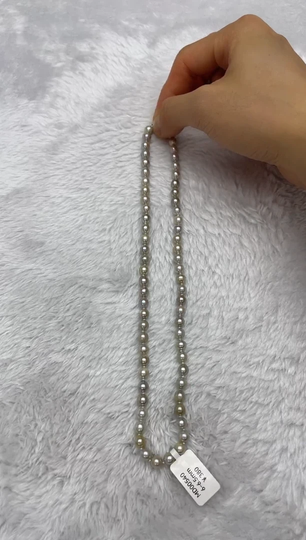 项链银S925镶嵌海水珍珠AK真多麻6-6.5mm