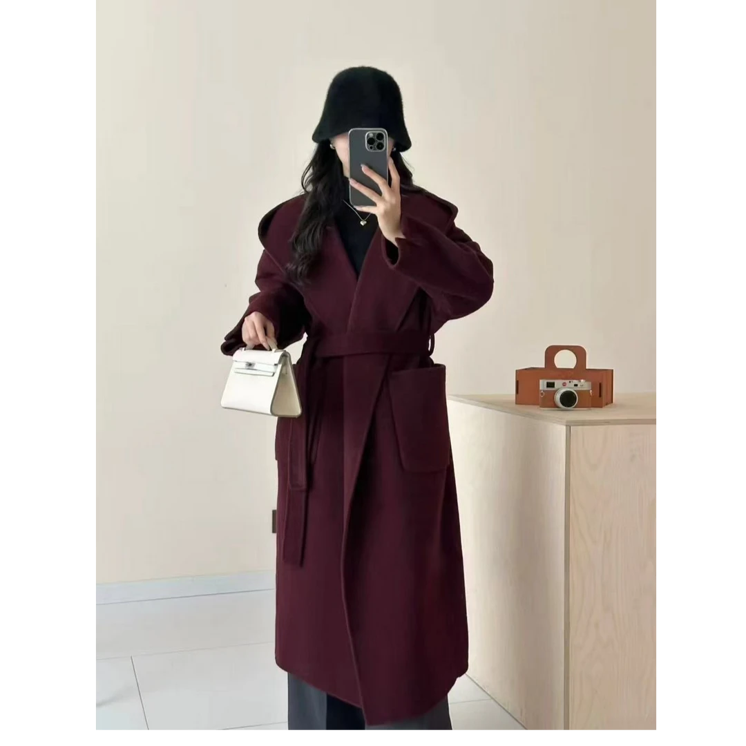 2025双面羊毛大衣女士长款双面羊绒大衣外套
