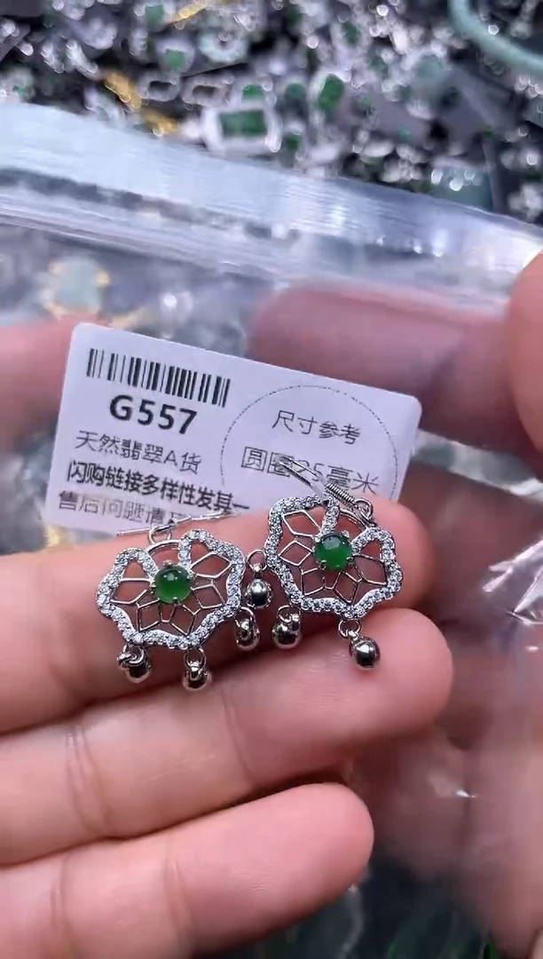 【闪购商品】翡翠颈饰未镶嵌G557耳钩