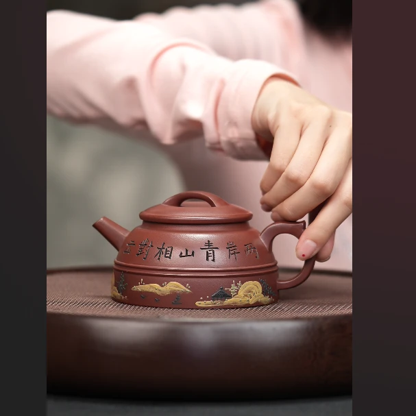 987 龙血砂泥绘华云双线壶